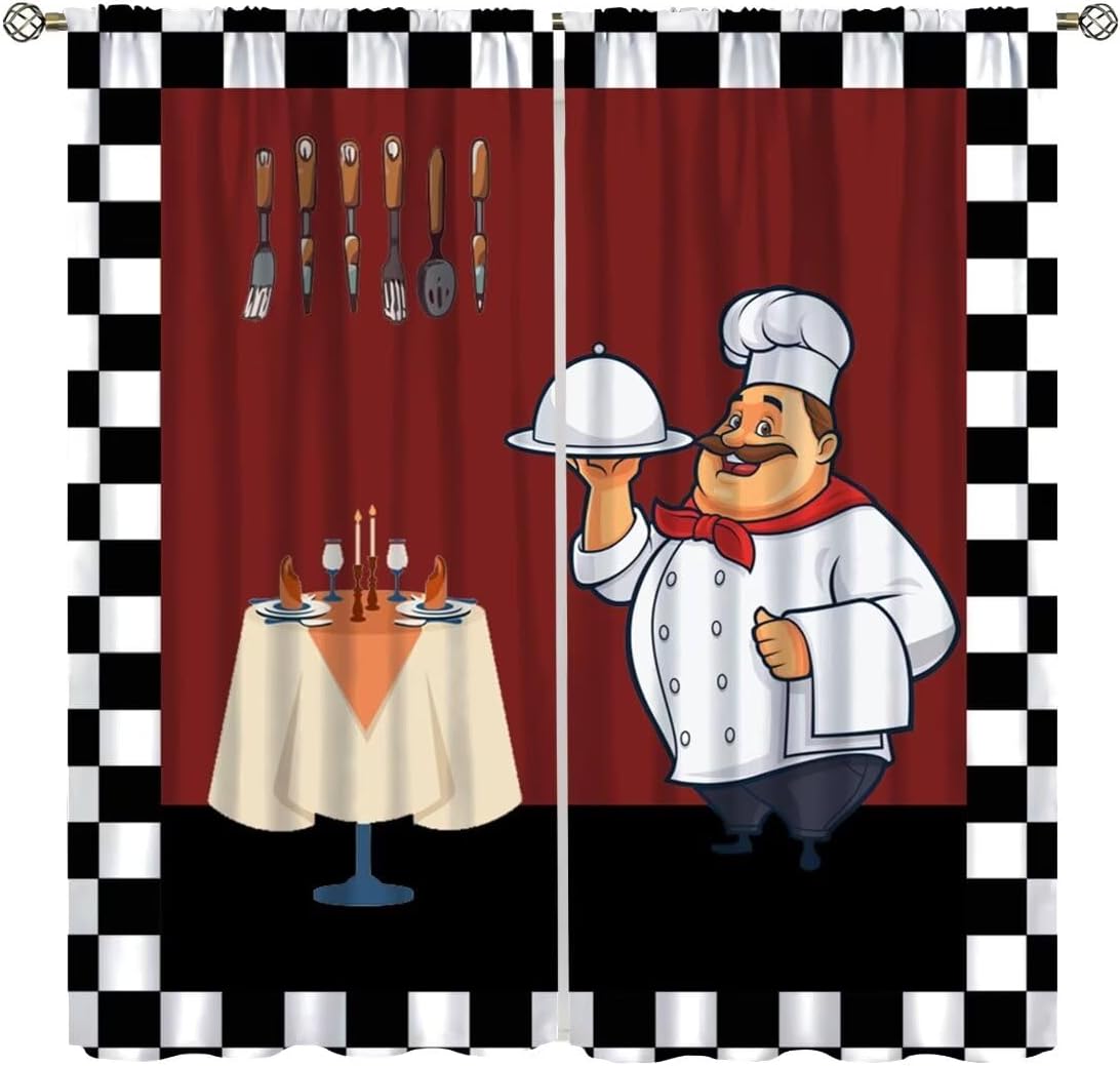 Home Cooking In French - Cortinas de cocina Fat Chef, cortinas