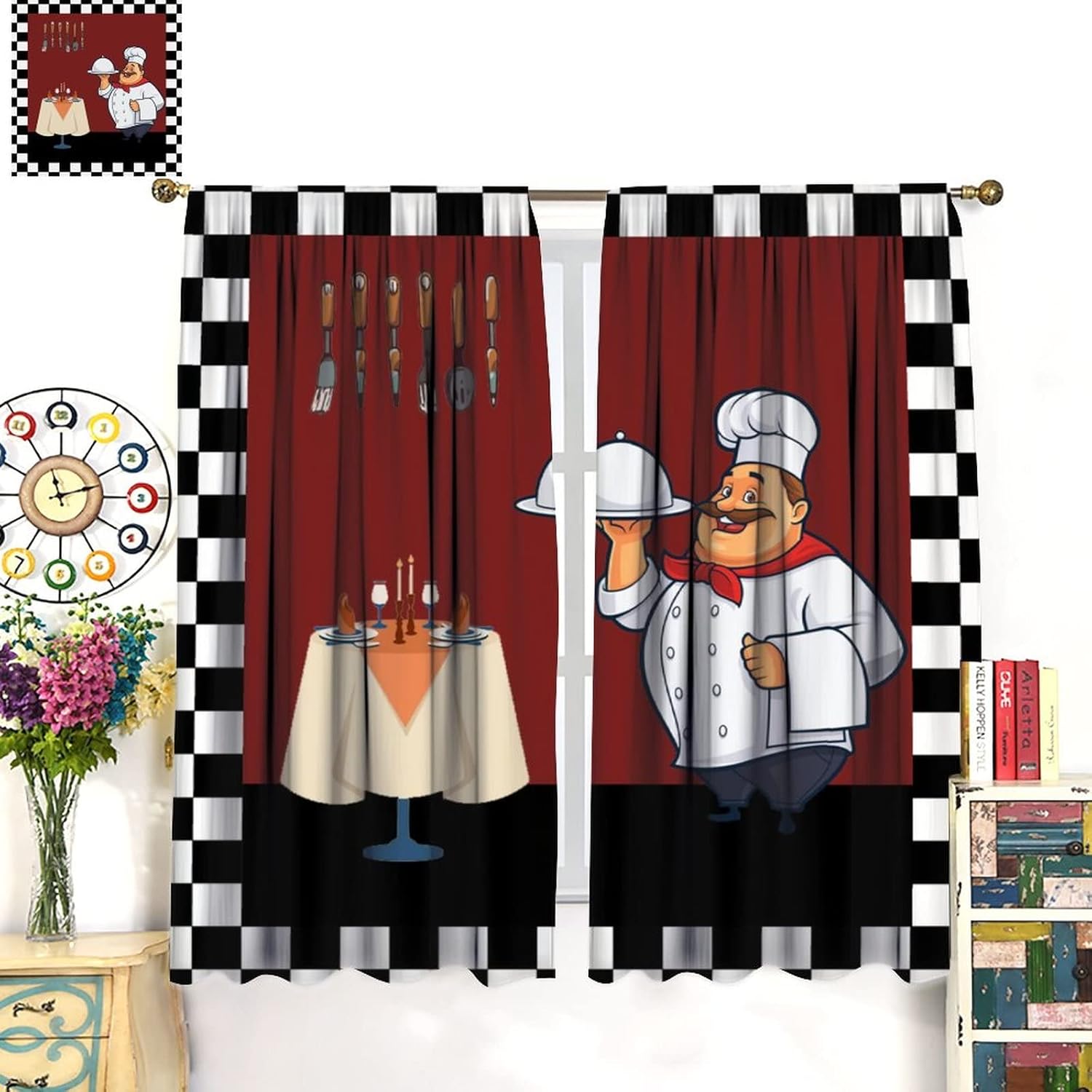 Cortinas de cocina Fat Chef, c - Home Cooking In French reseña y precio