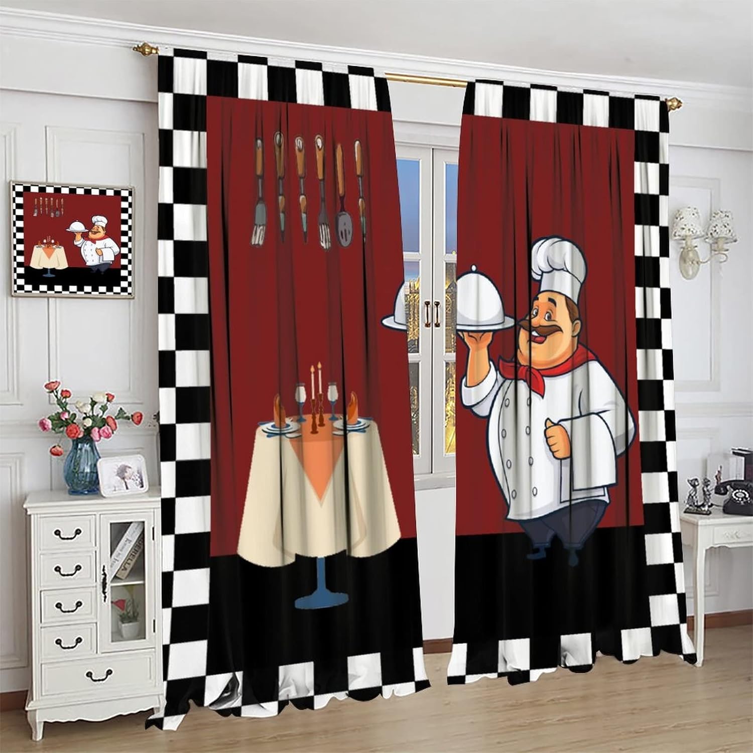 Cortinas de cocina Fat Chef, c - Home Cooking In French reseña y precio