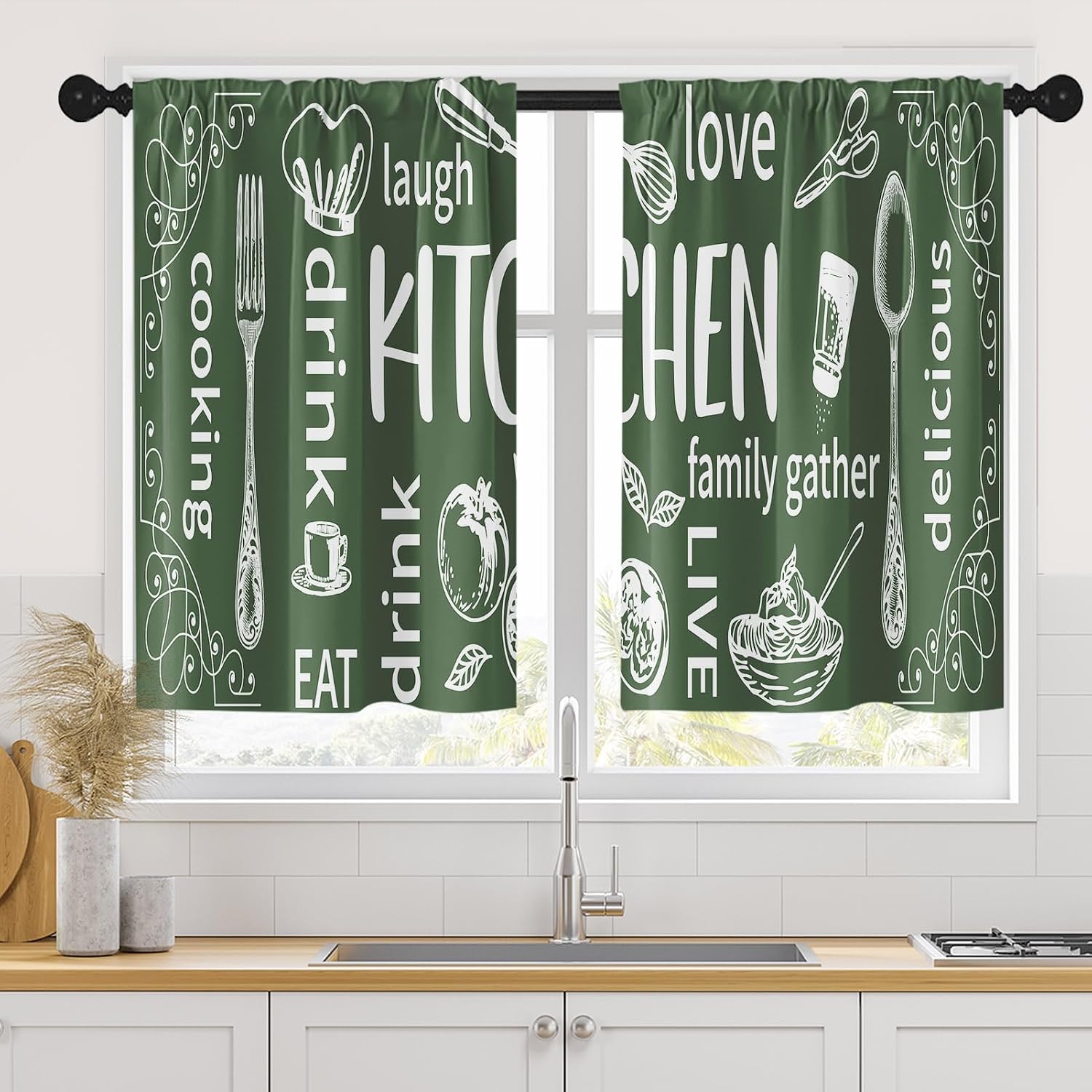 Par de Cortinas de Cocina Esté - Home Cooking In French reseña y precio