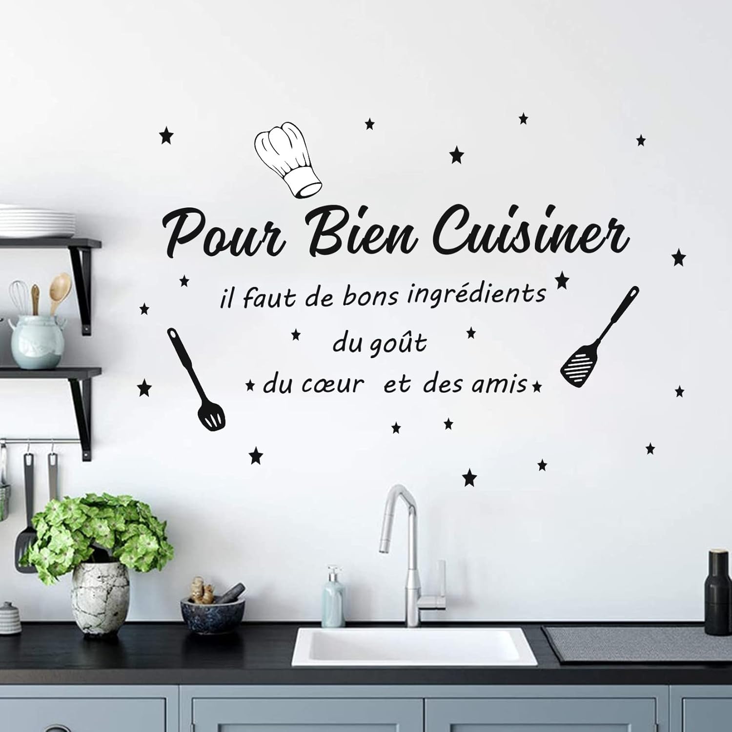 Pegatina de pared con cita de  - Home Cooking In French reseña y precio